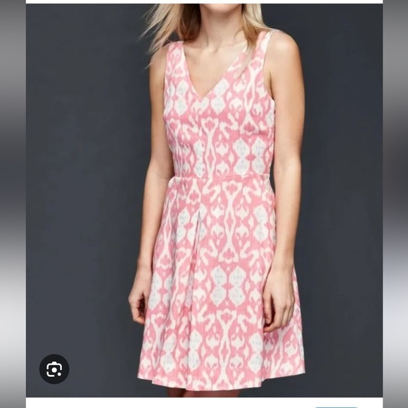 Gap Fit Flare Linen Ikat Dress. Size 8. - Picture 1 of 11